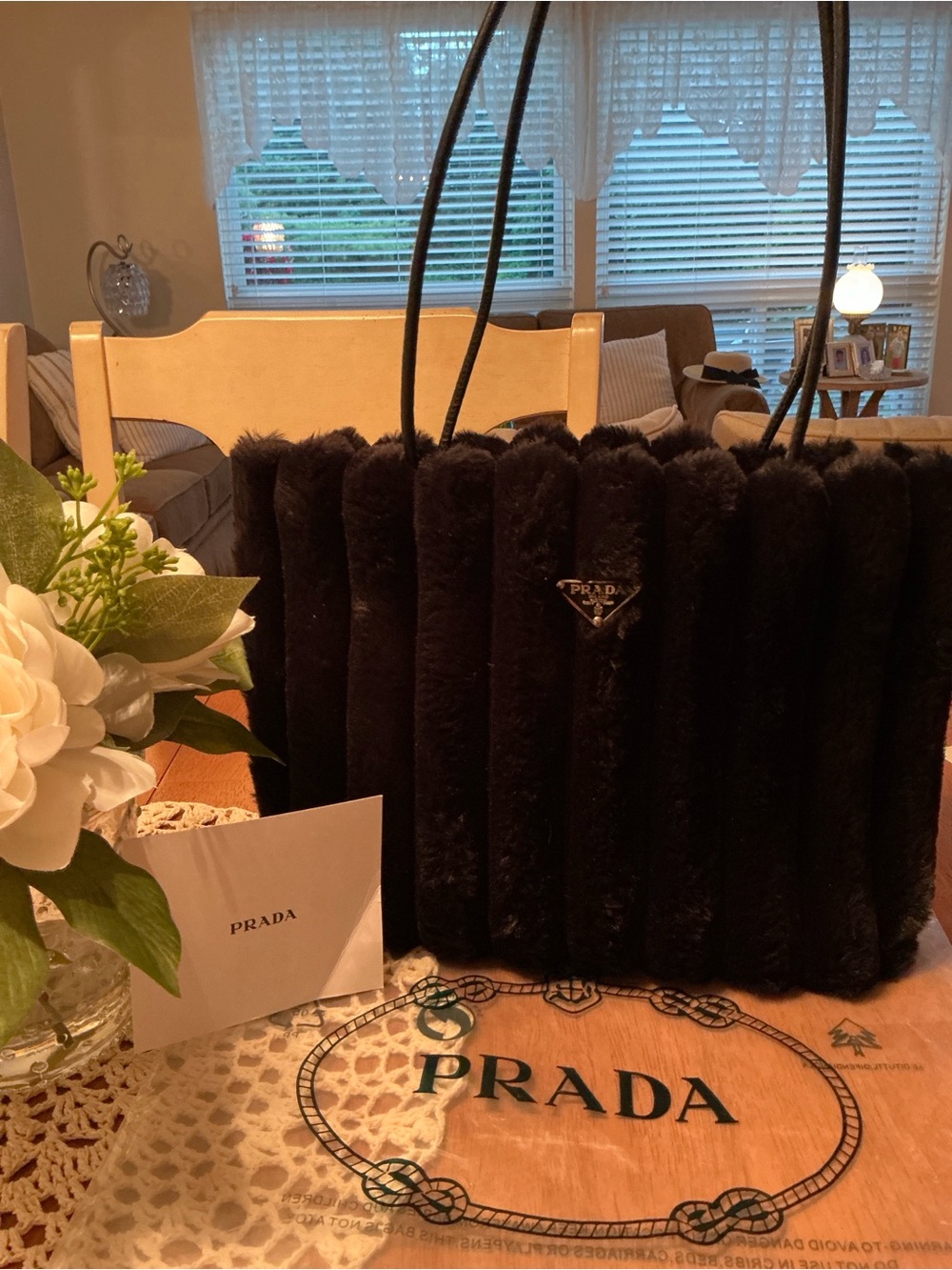 Prada Authentic Black Faux Fur Tote - Picture 4 of 6